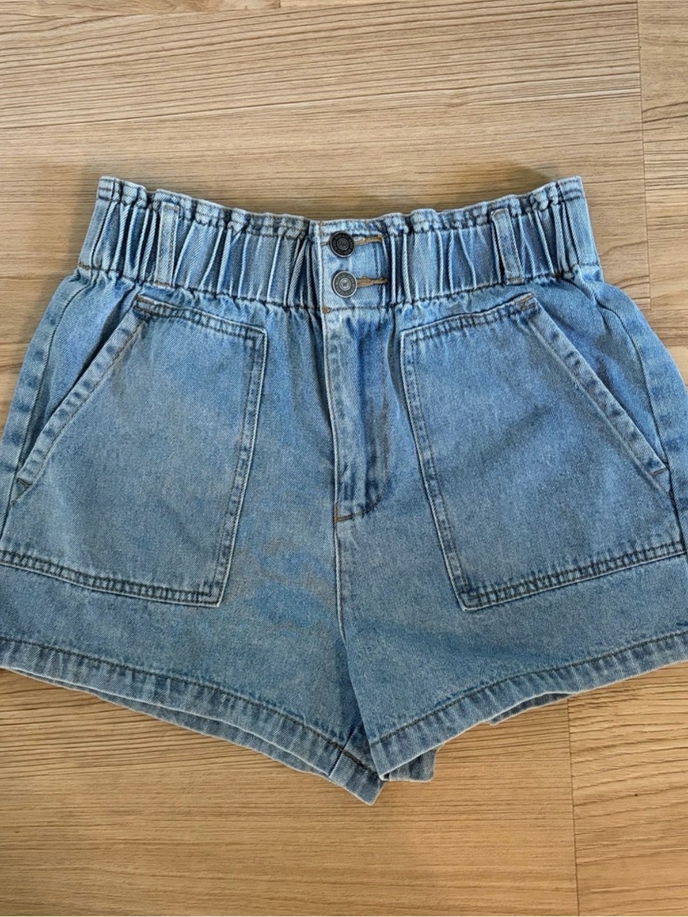 5/$26 High-Waist Light Blue Denim Shorts with Elastic Waist